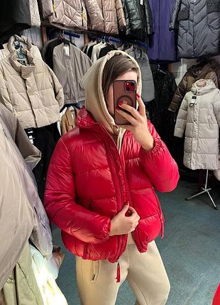 Червона дута оверсайз куртка демісезонна зима ❤️