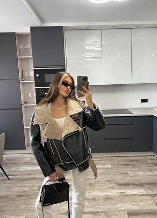 Дублянка з матової еко шкіри чорна сіра с м л zara