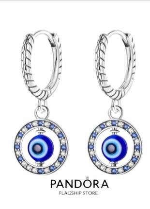Серьги серебро оригинальные стильные кольца silver_pandora original ♥️ предохраняет