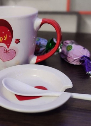 Чашка с ложкой с блюдцем🩷❤️