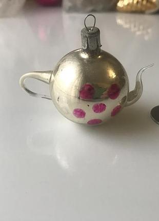 Елочная игрушка чайник ссср советская чайничек подарок ялинкова прикраса подвес подвесная
