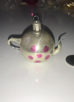Елочная игрушка чайник ссср советская чайничек подарок ялинкова прикраса подвес подвесная