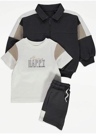 Куртка з блискавкою в стилі колор-блок, шорти та футболка george 6676, 6561