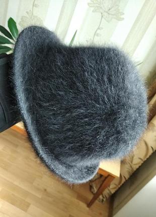 Шляпа женская damart ангора шерсть не широкие  поля чёрная