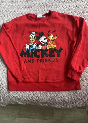 Свитшот на флисе красный кофта mickey mouse миккие теплая кофта размер s-m женская кофта дисней