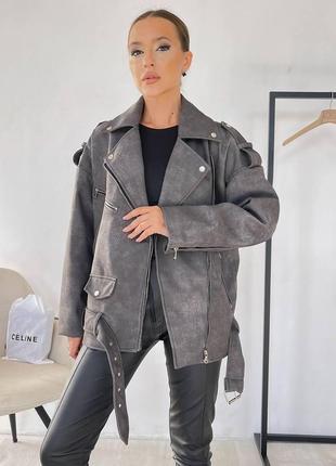 Женская куртка-косуха oversize из эко-кожи