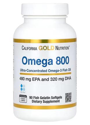 California gold nutrition, омега-800, 1000 мг, 90 капсул, риб’ячий жир