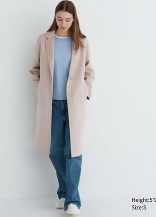 Длинное полушерстяное пальто uniqlo