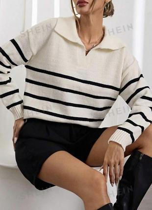 Свитер в полоску свободного кроя размер м