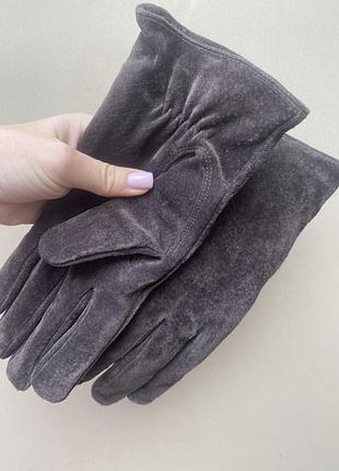 Коричневые замшевые варежки перчатки из натуральной замши suede шоколадный перчатки с...