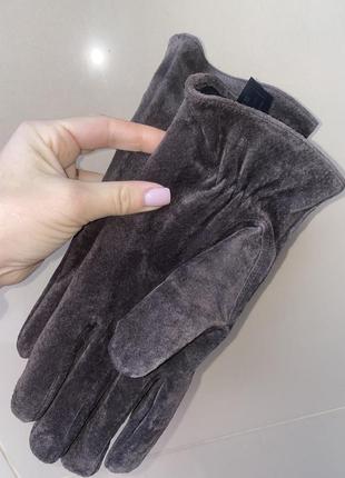 Коричневые замшевые варежки перчатки из натуральной замши suede шоколадный перчатки с...