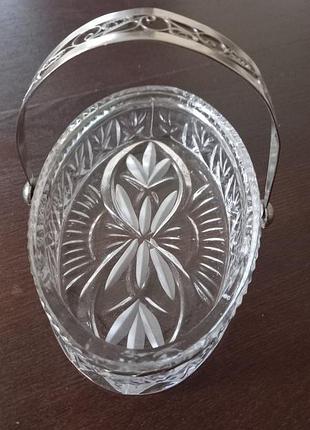 Кришталь,мельхіор,ваза