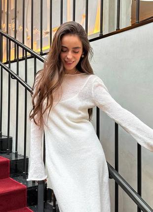Сукня 2ка кашемір шерсть в стилі loro piana вязка біла