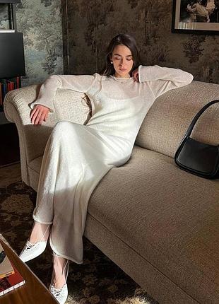 Сукня 2ка кашемір шерсть в стилі loro piana вязка біла
