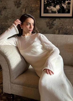 Сукня 2ка кашемір шерсть в стилі loro piana вязка біла