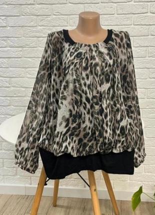 Блузка блуза длинный рукав нарядная р 52-54 (2xl-3xl)