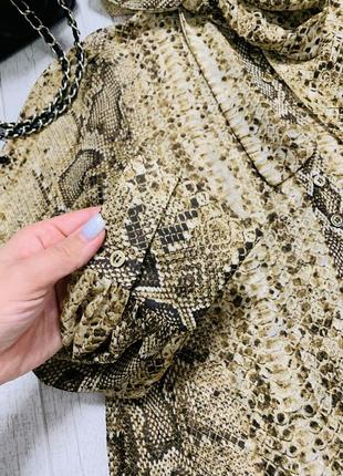 Брендовая стильная невесомая легкая блуза zara с бантом в анималистичный принт5 фото