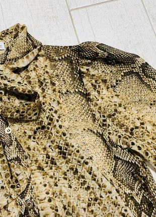 Брендовая стильная невесомая легкая блуза zara с бантом в анималистичный принт3 фото