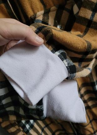 Удлинённая теплая утепленная длинная рубашка рубаха в клетку4 фото