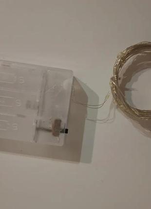 Новогодняя светодиодная гирлянда на батарейках роса 50led 5м белый