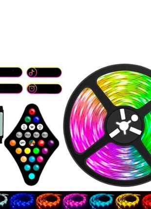 Светодиодная led лента 5м с питанием от повербанка - usb, пульт, bluetooth, цвет rgb, подключение к смартфону