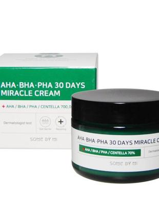 Кислотний крем для проблемної шкіри some by mi aha. bha. pha 30 days miracle cream 60ml