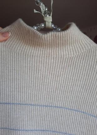Кашемировый свитер водолазка в рубчик cocoa cashmere 100% кашемир4 фото