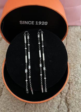 Довгі сережки срібло 925, циркони