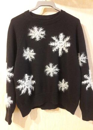 Джемпер светрик цікавий оверсайз  сніжинки  м-хл