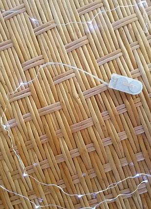 Новорічна світлодіодна гірлянда на батарейках роса 20led 2м білий2 фото