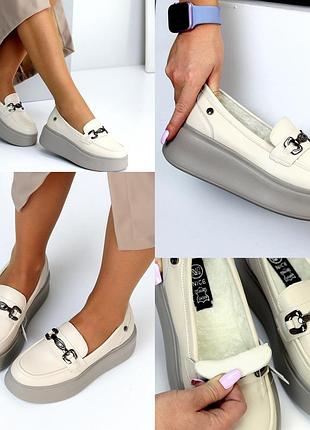 Теплые демисезонные натуральные кожаные/замш туфли мокасины с мехом на платформе/танкетка 36-40