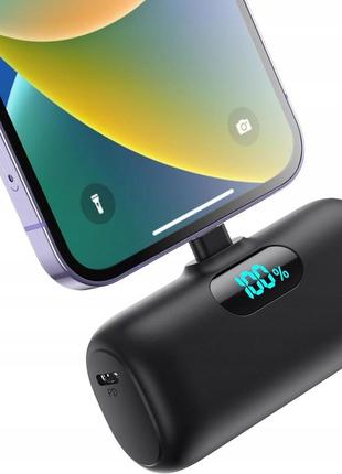 Power bank usb c, для швидкого заряджання, ємністю 5000 маг, вбудований