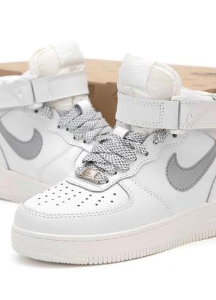 Зимові чоловічі шкіряні високі кросівкив стилі nike Bulls air force 1 🆕 зимові найки