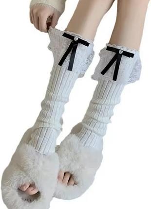 Гетры белые с черным бантиком стиль coquette