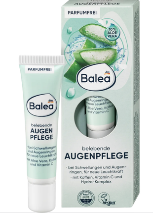 Крем под глаза с 10% алоэ, витамином с и кофеином balea belebende augencreme, 15 ml