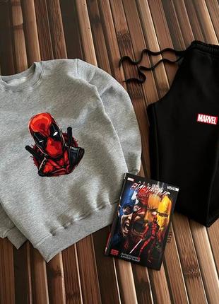 Теплый спортивный костюм marvel дед пул га флиси со свитшотом