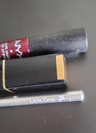 Набор косметики помада, серебристый карандаш lancome nyx оригинал + подарок