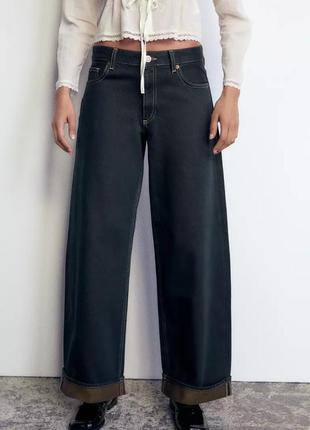 Джинси trf relaxed fit mini fold up с низкой посадкой