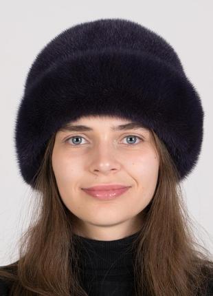 Женская норковая шляпа с аппликацией