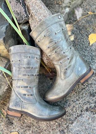 Чобітки twins /італія/ з натуральної шкіри, з фабричним ефектом потертості