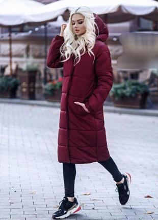 Стильное удлиненное пальто плащевка стеганое