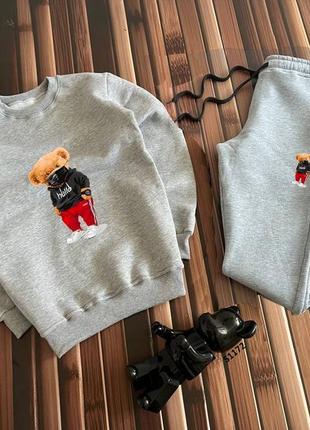 Теплый спортивный костюм teddy на флисе со свитшотом