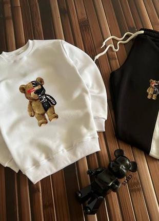 Теплый спортивный костюм teddy на флисе со свитшотом