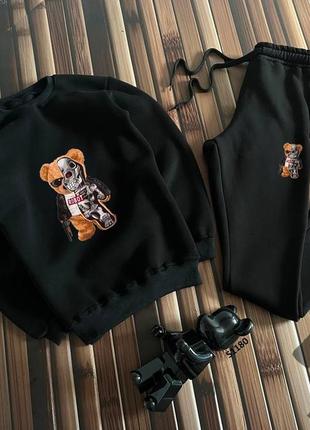 Теплый спортивный костюм teddy на флисе со свитшотом