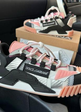 Кросівки у стилі dolce&gabana d&g ns1 pink grey5 фото