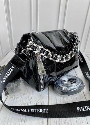 Женская кожаная лаковая сумка. клатч кожаный.кроссбоди. polina &amp; beiterou.