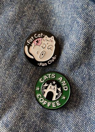 Значки, пены fat cat/cats and coffee (почточно)