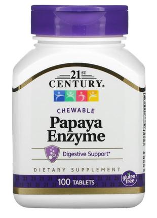 Ферменты папайи 21st century papaya enzyme энзимы для поддержания пищеварения 100 жевательных таблет