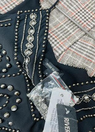 Новый черный топ s river island топ кольчуга топ с бусинами