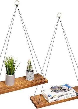 Полки подвесные деревянные  со шнуром,  lifegoods, 2  шт,